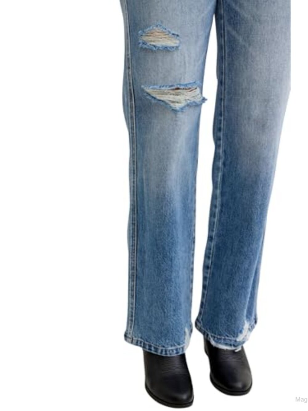 Mid Rise 90's Straight Leg Rigid Magic Destroyed Jeans - Picture 6 of 6